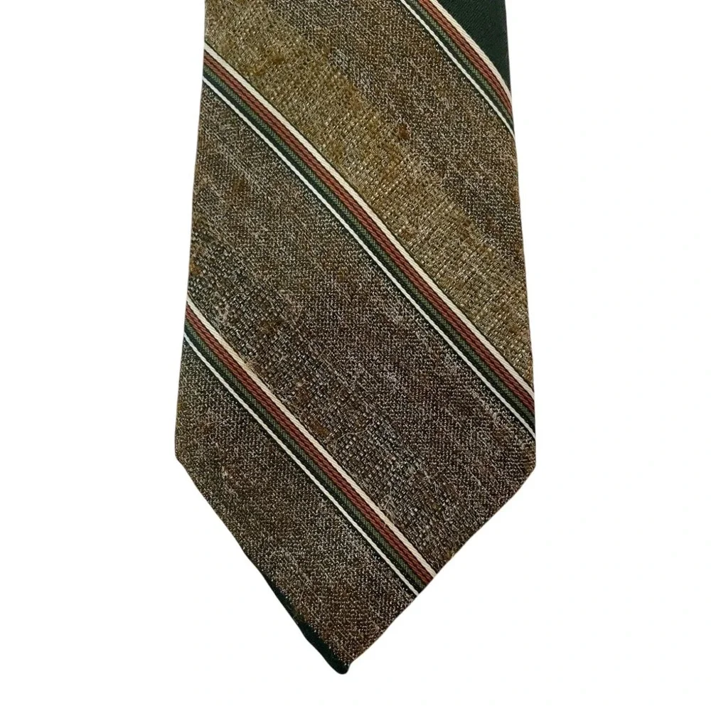Don Loper Beverly Hills Men's Classic Neck Tie Brown Retro Stripe Polyester